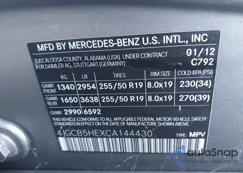 2012 Mercedes-Benz R 350 4Matic z USA, uszkodzony, nr VIN 4JGCB5HEXCA144430